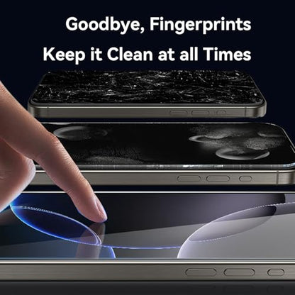 OneFish Screen Protector Tempered Glass Film 9H Hardness HD Clear Anti-Scratch Anti-Fingerprint Bubble Free Easy Installation Case Friendly Compatible with iPhone 15