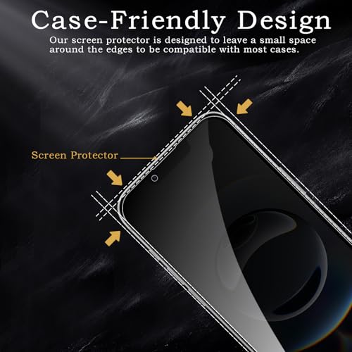 Privacy Screen Protector for iPhone 16e/14/13/13 Pro, Shatterproof Tempered Glass Accessories, Anti Spy Tempered Glass Film, Case Friendly Ultra Resistant 9H Hardness Anti-Glare HD Black -3 Pack