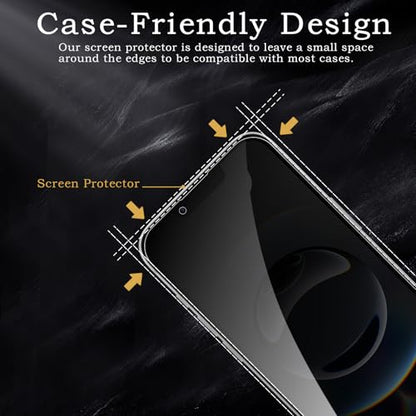 Privacy Screen Protector for iPhone 16e/14/13/13 Pro, Shatterproof Tempered Glass Accessories, Anti Spy Tempered Glass Film, Case Friendly Ultra Resistant 9H Hardness Anti-Glare HD Black -3 Pack