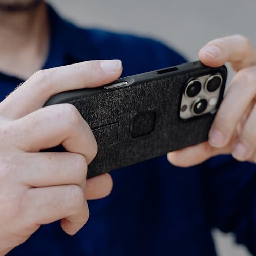 Peak Design Mobile Everyday Loop Case for iPhone 16 Pro Max, Charcoal, with Loop, Slim Profile, Drop Protection, Weatherproof Fabric Shell, SlimLink Connects to Mobile Mounts & Gear Gray