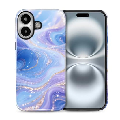 Case for iPhone 16, Shockproof Hybrid Protective Phone Case, Dual-Layer Drop Protection Anti-Scratch, Blue Purple Fluid - color: Blue Purple Fluid, size: iPhone 16