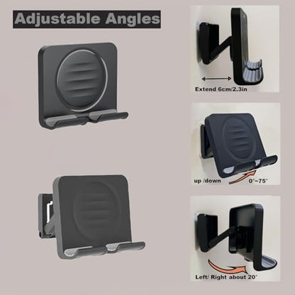 Shower Phone Holder Upgraded, Removable Wall Mounted Hands-Free Cellphone Stand, Angle Adjustable Phone Stand with 3pcs Adhesive Pad for Kitchen Bathroom Dorm Bedroom (Black) - color: black