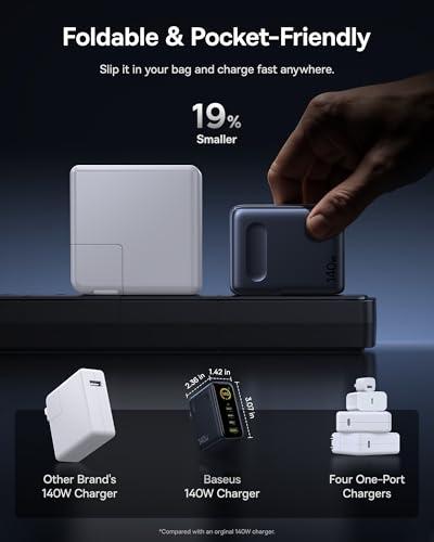 Baseus Picogo 140W USB C Charger, 4-Port Fast Charging Block Laptop Charger - size: 140W