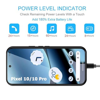 Battery Case for Google Pixel 10/10 Pro,10000mAh Portable Protective Charging Case with Wireless Charging Compatible for Google Pixel 10/10 Pro (6.3inch) Battery Pack Charger Case with Carplay (Black) - size: Google Pixel 10/10 Pro-10000mAh