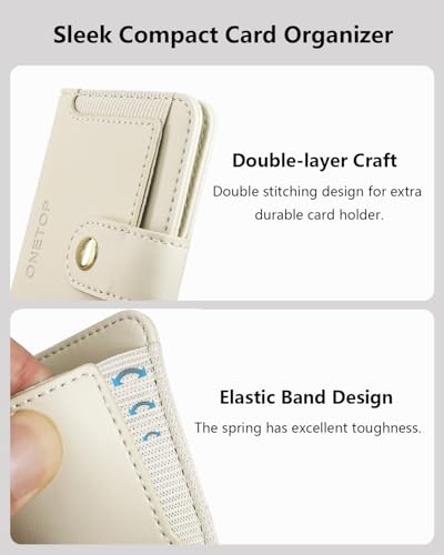 ONETOP for MagSafe Wallet,Magnetic Phone Wallet with 5 Card Slots,Beige | 1-12 Cards/Cash Holder for iPhone 17/16/15/14/13/12 Series,Detachable Wallet Stick-On Back,PU Leather RFID Blocking Kickstand - color: Beige