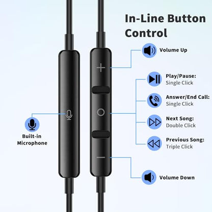 USB C Earbuds Wired Headphone for iPhone 18 Pro Max 17 16 17e,Black - color: Black