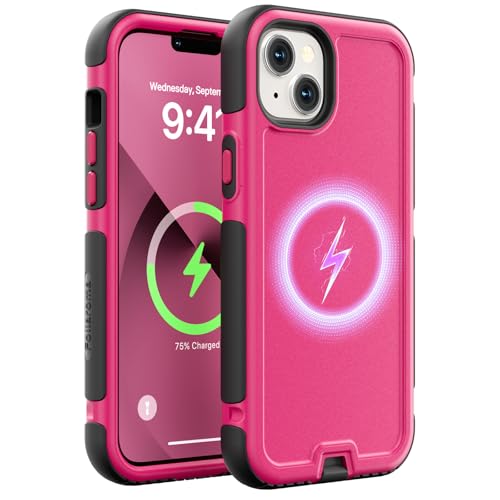 Follaroma for iPhone 13 Case, Heavy Duty Magnetic Cases, Hot Pink, 6.1" | Compatible with MagSafe, Heavy Duty Shock proof,Military-Grade Anti-Drop Protective,Dual Layer Magnetic Protection Phone Case - color: Hot Pink