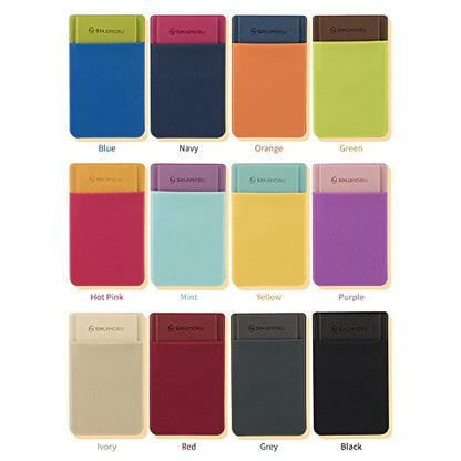 Sinjimoru Card Holder for Back of Phone, Stick on Phone Wallet, Black - color: Black