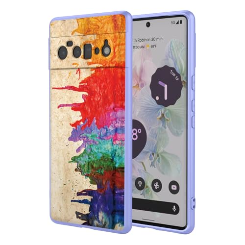 Case for Google 6 Pro Floral Phone Case Soft Touch Liquid Silicone Fluffy Lining Wireless Charging Compatible Protective Phone Cover for Google Pixel 6 Pro,Purple Watercolor - color: Purple Watercolor, size: For Google Pixel 6 Pro