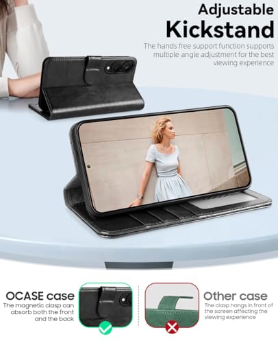 OCASE Compatible with Galaxy S25 Edge Wallet Case, PU Leather Flip Folio Case with Card Holders RFID Blocking Kickstand [Shockproof TPU Inner Shell] Protective Phone Cover 2025, Black - color: Black, size: Samsung Galaxy S25 Edge