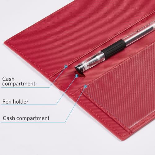 CoBak Checkbook Cover for Women & Men - PU Leather Case with RFID Blocking | Classic Design Check Book Holder for Personal and Business - color: Carbon Red