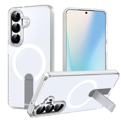 for S26 Case [𝗡𝗼𝘁 𝗙𝗶𝘁 𝗦𝟮𝟲 𝗣𝗹𝘂𝘀]: Strong Magnetic Compatible with MagSafe Case for S26, Built-in Kickstand, Shockproof Protection, Slim Fit & Crystal Clear Case for S26, Clear - color: Clear, size: Galaxy S26 6.3"
