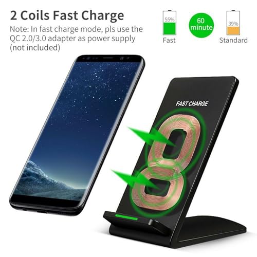 Wireless Charger 10W Fast Stand Compatible with Motorola Moto G Stylus 5G (2025), Detachable 2-Coils Charging Pad Slim Silver