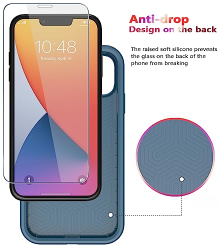 Diverbox for iPhone 11 Case [Shockproof] [Dropproof] [Tempered Glass Screen Protector],Heavy Duty Protection Phone Case Cover for Apple iPhone 11 (Blue-2in1) - color: Blue-2in1