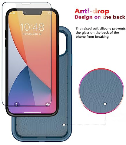 Diverbox for iPhone 11 Case [Shockproof] [Dropproof] [Tempered Glass Screen Protector],Heavy Duty Protection Phone Case Cover for Apple iPhone 11 (Blue-2in1) - color: Blue-2in1