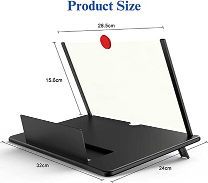 16" Screen Magnifier – 3D HD Cell Phone Magnifing Screen Enlarger Projector for Movies Videos and Gaming – Foldable Phone Stand Holder with Screen Amplifier Compatible with All Smartphones - color: Black-16inch