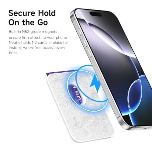 LoeoeL Magnetic Phone Wallet Compatible with Magsafe Wallet, Silicone ID Credit Card Holder Wallets for Back of Phone Pocket, Slim Thin Pouch Sleeve Wallets for iPhone Samsung Pixel, White - color: White