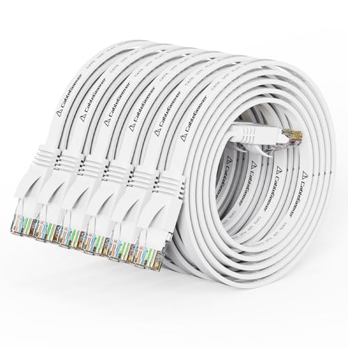 CableGeeker Cat 6 Flat Ethernet Cable 3ft 6Pack, 10Gbps, White - color: White-Flat, size: 3ft