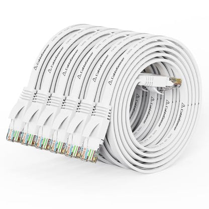 CableGeeker Cat 6 Flat Ethernet Cable 3ft 6Pack, 10Gbps, White - color: White-Flat, size: 3ft