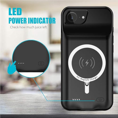 Battery Case for iPhone 16e, 10000mAh High Capacity Portable Charger Case, Rechargeable Smart Battery Pack Compatible with iPhone 16e 6.1 inch Charging, Support Wireless & Carplay - Black - size: iPhone 16e (6.1 inch)