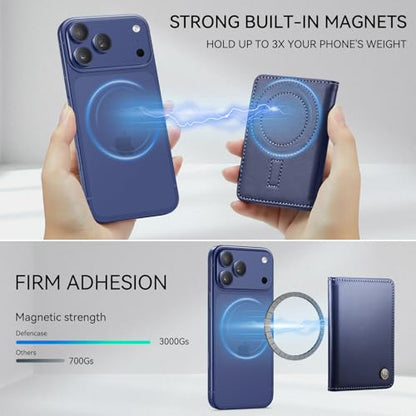 Defencase for Magsafe Wallet Magnetic Card Holder RFID Blocking, Navy Blue - color: Fashion Navy Blue