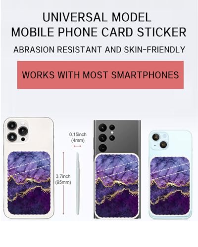 Dual Pocket Leather Phone Wallet Adhesive Stick On, Cute Card Holder, Credit Card Holder for Phone Case, Luxury Blue Marble - color: Luxury Blue Marble
