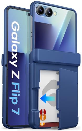 ASAFCASE for Samsung Galaxy Z Flip 7 Wallet Case with Card Holder, Blue | Hard Hinge Protection, Outer Screen Protector, Shockproof Rugged Cover Phone Case for Samsung Galaxy Z Flip 7 5G 2025 - color: Blue, size: Galaxy Z Flip 7
