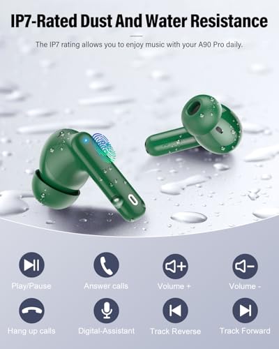 Wireless Earbuds, Bluetooth 5.4 Headphones Bass Stereo/Clear Calls, Green - color: Green