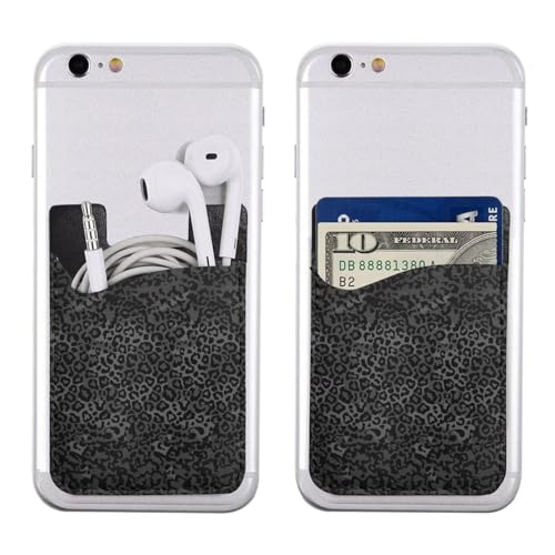 Phone Card Holder Black Leopard Slim Leather Phone Card Holder Adhesive Pocket Credit Card Sleeves Sticker for Back Of Smartphone Cheetah Animal Phone Accessories - color: Leopard