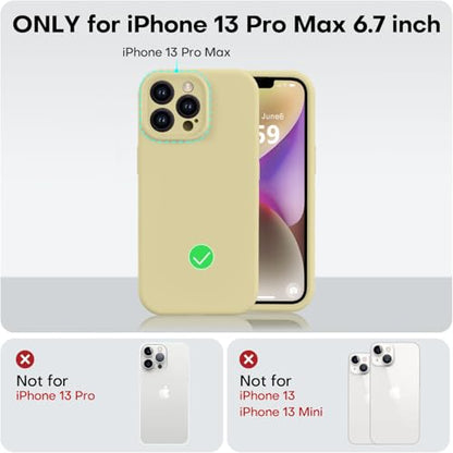 Vooii Compatible with iPhone 13 Pro Max Case, Liquid Silicone Upgrade [Camera Protection] [Soft Anti-Scratch Microfiber Lining] Shockproof Phone Case for iPhone 13 Pro Max 6.7 inch - Creamy Yellow - color: Creamy Yellow, size: iPhone 13 Pro Max