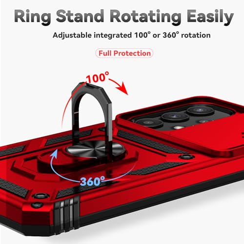 for Samsung Galaxy A35 5G Case,with Screen Protectors and Camera Cover,[Military Grade] 16ft.Drop Tested Cover with Magnetic Kickstand Protective Case for Galaxy A35 5G, Red - color: Red