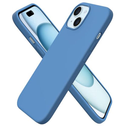 ORNARTO Compatible with iPhone 15 Case 6.1, Slim Liquid Silicone 3 Layers Full Covered Soft Gel Rubber Phone Case, Anti-Scratch Shockproof Protective Cover 6.1 Inch, Blue - color: Blue