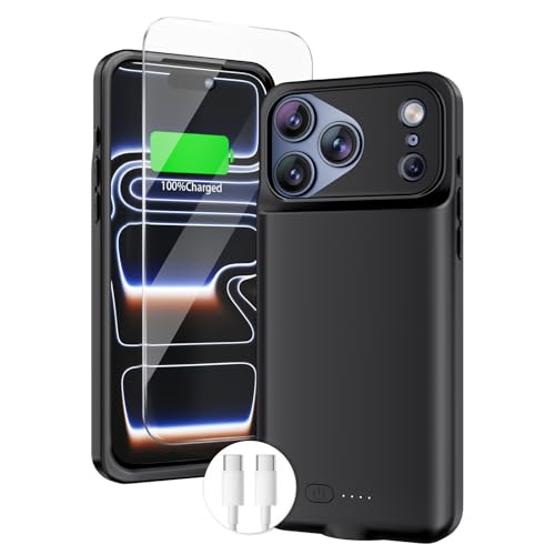 BOPPS Battery Case for iPhone 17 Pro with Carplay【2026 New】 Slim Powerful 8500mAh Portable Charger Case 360°Protection Rechargeable Extended Charging case for iPhone 17 Pro，Black - color: Black