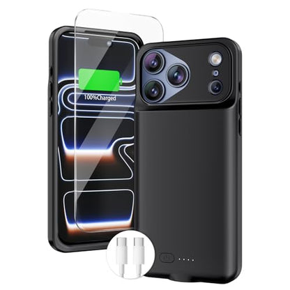 BOPPS Battery Case for iPhone 17 Pro with Carplay【2026 New】 Slim Powerful 8500mAh Portable Charger Case 360°Protection Rechargeable Extended Charging case for iPhone 17 Pro，Black - color: Black