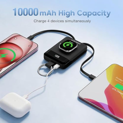 10000mAh Portable Charger,22.5W Power Bank& iWatch Charger,Black - color: Black, size: 10000mAh