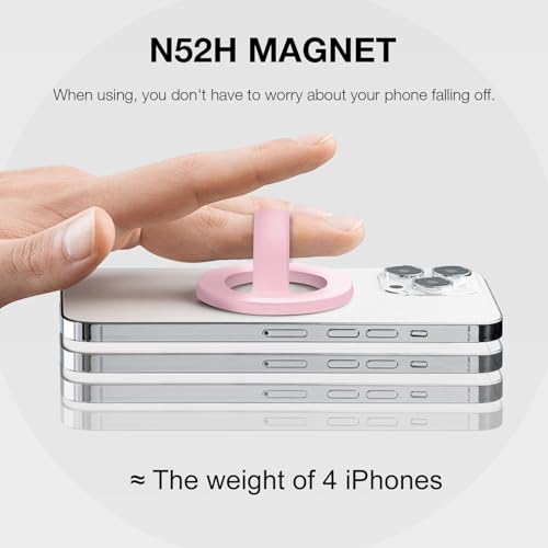 Magnetic Silicone Phone Grip | Super Strong Magnetic Design, 360° Rotation, Comfortable Grip, Compatible with iPhone 16/15/14/13/12 Series, Perfect for Selfies and Watching Videos (Pink) - color: Pink