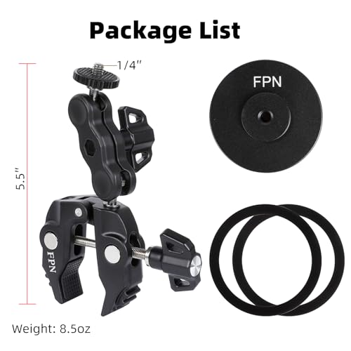 All-Metal Magnetic Phone Holder for Magsafe, Magnet Phone Mount with Super Clamp for Spin Bike/Microphone Stand/Cart/Railing/Handlebar/Dia 0.4-2" Rod, Compatible with iPhone 16 15 14 13 12 Series