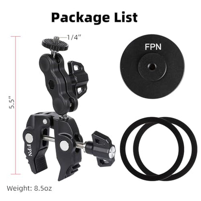 All-Metal Magnetic Phone Holder for Magsafe, Magnet Phone Mount with Super Clamp for Spin Bike/Microphone Stand/Cart/Railing/Handlebar/Dia 0.4-2" Rod, Compatible with iPhone 16 15 14 13 12 Series