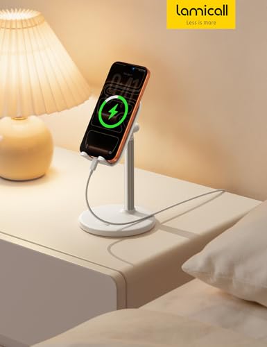 Lamicall Phone Tablet Stand for Desk - White Desktop Holder for iPad Kindle - color: D-White