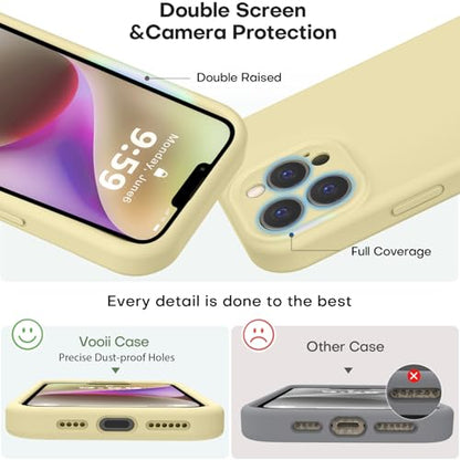 Vooii Compatible with iPhone 13 Pro Max Case, Liquid Silicone Upgrade [Camera Protection] [Soft Anti-Scratch Microfiber Lining] Shockproof Phone Case for iPhone 13 Pro Max 6.7 inch - Creamy Yellow - color: Creamy Yellow, size: iPhone 13 Pro Max