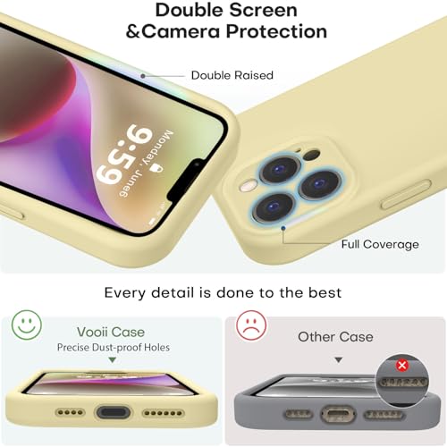 Vooii Compatible with iPhone 13 Pro Case, Liquid Silicone Upgrade [Camera Protection] [Soft Anti-Scratch Microfiber Lining] Shockproof Phone Case for iPhone 13 Pro 6.1 inch - Creamy Yellow - color: Creamy Yellow, size: iPhone 13 Pro