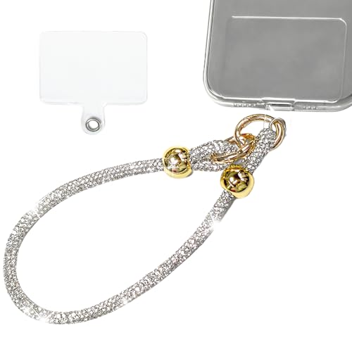 Luxury Diamond Phone Wrist Strap with Tether Tab & Pad (Z-Silver) - color: Silver, size: Classic