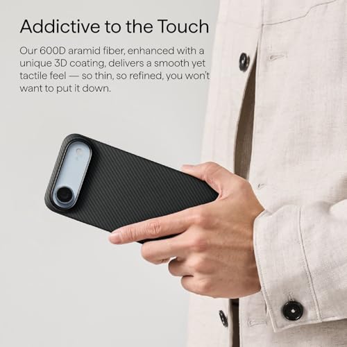 pitaka for iPhone Air Case 6.5", Compatible with MagSafe, Ultra-Slim Case with Caseless Touch Feeling, 600D Aramid Fiber Woven, Black/Grey(Twill) - color: Black/Grey (Twill)