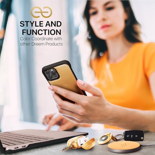 Dreem Vegan Leather Magnetic Detachable Wallet Case for iPhone 13 Pro Max | Built-in Phone Stand, RFID Blocking Card Holder Flip Cover, MagSafe Compatible, Gift Box [Fibonacci: Gold] - color: Gold, size: iPhone 13 Pro Max