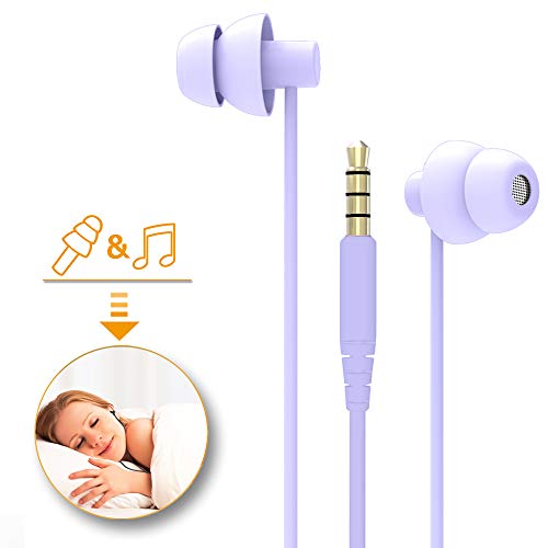 MAXROCK (TM Total Soft Silicon Headphones with Mic Sleep Travel Choice for Cellphones Tablets and 3.5mm Jack (Violet) - color: violet purple