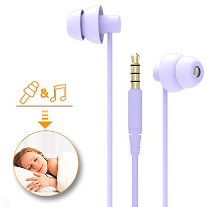MAXROCK (TM Total Soft Silicon Headphones with Mic Sleep Travel Choice for Cellphones Tablets and 3.5mm Jack (Violet) - color: violet purple