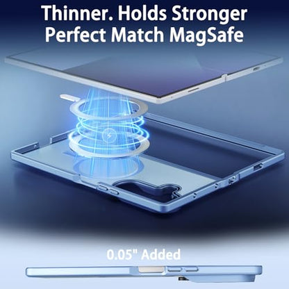 One Piece Design Magnetic Case for Galaxy Z Fold 6, Matte Frosted Blue | Fit for MagSafe, Ultra Slim Fit, Anti Fingerprints, Shockproof Translucent Back Integrated Bumper Wireless Charging Cover - color: Blue for Z Fold 6