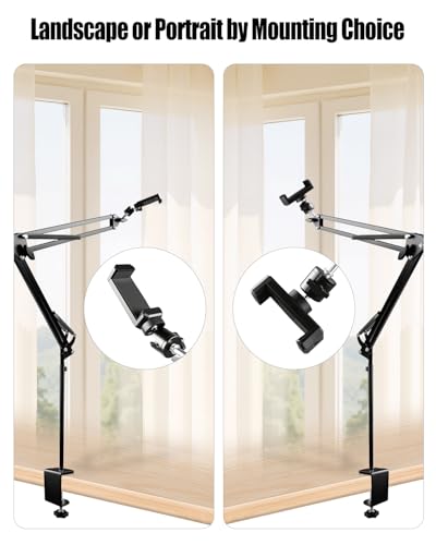 Overhead Phone Mount Fit for iPhone DSLR Webcam with Desk Clamp