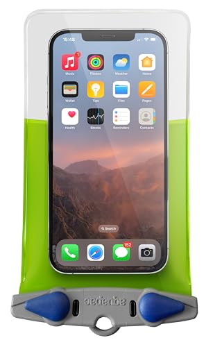 Aquapac Waterproof Phone Case, Medium, Lime Green | iPhone and Android, Made in The UK, Hiking, Mountain Biking, Running Accessory, Floating, IPX8 certified to 30 ft deep. - color: Lime Green, size: Medium