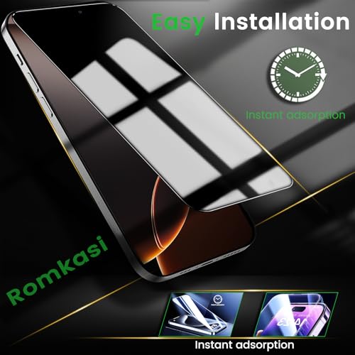 Romkasi 4 Pack Privacy Screen Protector for iPhone 16 Pro Max 6.9 Inch with 4 Pack Camera Lens Protector, Anti Spy Tempered Glass Film, Anti-Scratch, Touch Sensitive, Case Friendly - color: iPhone 16 Pro Max